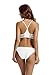 zeraca Women's Strap Side Bottom Halter Racerback Bikini Bathing Suits (M10, White)