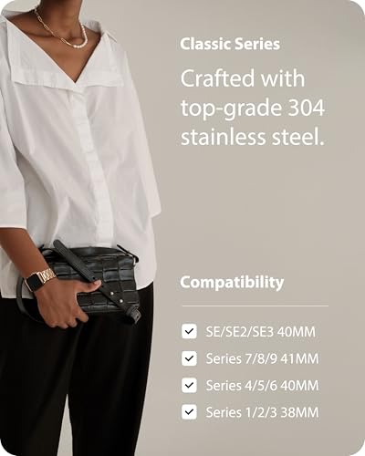 Fullmosa Band Compatible with Apple Watch 40mm 42mm(Series 11/10) 38mm 41mm,Stainless Steel Bracelet with Case for iWatch SE 3 2 1/Series 11/10/9/8/7/6/5/4/3/2/1.4mm 38mm 1.4mm 614 inches Rose Gold
