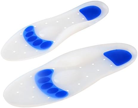 Soumit Elastic Medical Grade Silicone Gel Insoles, Ultra Soft Breathable Anti-slip Shoes Foot Care Metatarsal Pad with Hole &amp; Blue Spot for Men Women to Relieve Pain EU(45 to 46)28.5cm