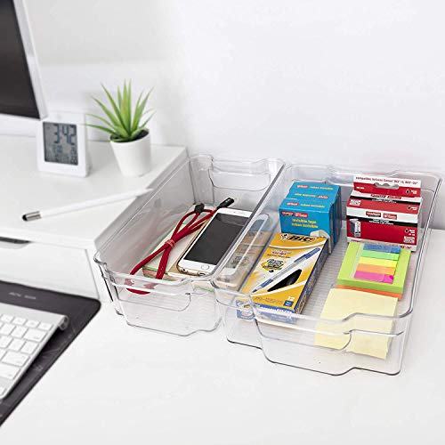 JinaMart X-Large Fridge & Refrigrator Organizer Storage Bins | Freezer, Office, Bathroom, Pantry Organizer Bin | BPA Free Clear Stackable Plastic Storage Bins Rack with Handles | 4 Packs - Thumbnail 2