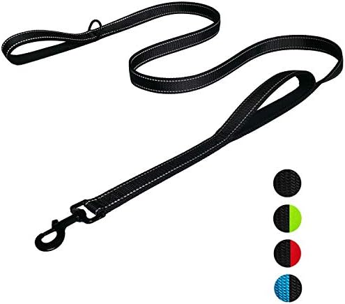 yipet 5FT Dog Leash Heavy Duty Rope Leash with Double Dual Soft Padded Handle Pet Training Lead with Reflective Belt for Traffic Control Safety Perfect for Medium and Large Dogs