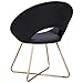 DUHOME Modern Velvet Accent Chairs Upholstered Vanity Chairs Make-up Stool Home Office Guest Reception Chair Arm Leisure Chairs Dining Chair with Golden Legs for Living Room Black