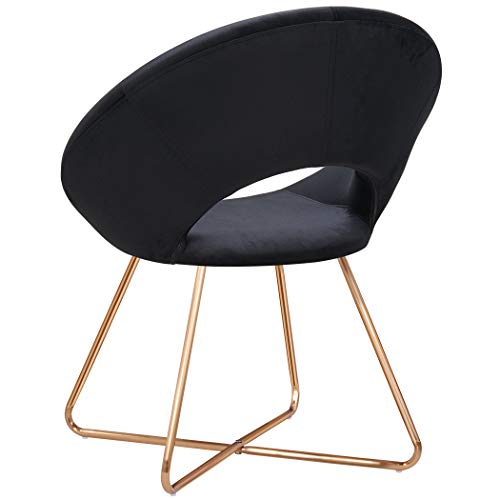Modern Accent Velvet Chair Single Sofa Comfy Upholstered Arm Chair Living Room Furniture for Kitchen Dining Living Room Black - Thumbnail 5