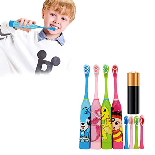Yirind Kids Cute Cartoon Soft Ultrasonic Electric Toothbrush,With 2 x Toothbrush Heads