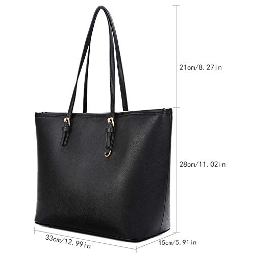 COOFIT Black Tote Purses and Handbags for Women, Tote Handbags Women Purses Shoulder Bag Pocketbooks Purses - Thumbnail 2