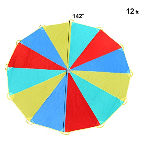 image for Goplus Kids Parachute Folded & Colorful Parachute Tent Toys Multifunct