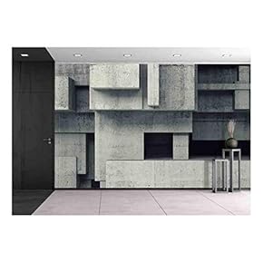 Abstract Concrete Structures, Background with Chaotic Cubic Relief Pattern - Removable Wall Mural | Self-Adhesive Large Wallpaper - 66x96 inches