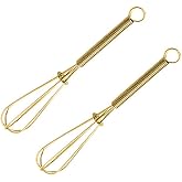Lelasety Stainless Steel Mini Whisk Set of 2, Small Wire Hand Whisks, Kitchen Cookware for Cooking, Whisking, Blending, Beating, 5/7/8/10 inch