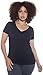 4 Pack Zenana Women's Basic V-Neck T-Shirts, Black, Medium