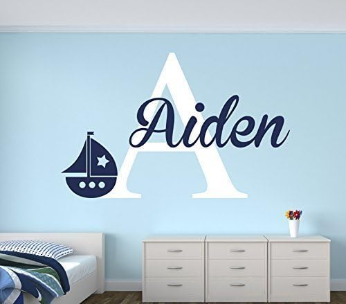 Personalized Name Sailboat Wall Decal for Boys - Nautical Wall Decal - Nursery Wall Decals Nautical Decor Wall