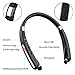Bluetooth Headphones, Retractable Bluetooth Headset, myfree [30 Hours Playtime] Neckband Wireless Bluetooth Headphones Waterproof with mic Compatible for All Cellphones (Black) (Black)