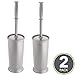 mDesign Toilet Bowl Brush and Holder - Covered Bathroom Brush - Standing Scrubber in Modern Holder - Space Saving, Deep Cleaning for Toilet - 2 Pack, Silver