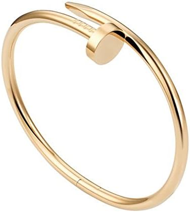 Rosemes Fashion Jewelry Bracelets for Women Men Stainless Steel Nail Style Gold Plated Bangle (Gold)