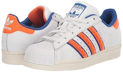 adidas Women's Superstar Sneaker, White/Orange/Team Royal Blue