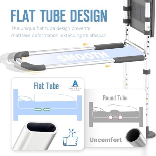 Agrish Bed Rails for Elderly Adults - Bed Assist Rail with Support for Getting Out of Bed, Bed Guard Rail with LED Light & Storage Pouch, Fits Single, Double Size Beds