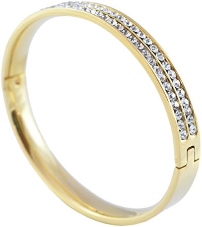 Flyingeagle Trade IncBling Crystal Pave Cubic Zirconia Stainless Steel Bangle Bracelet Women's Fashion Jewelry