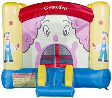 Gymeden Inflatable Castle Bounce House with Pump Blower for Kids Birthday Party Jumping Inflatable Indoor Outdoor playset Bouncy House Castle Roller Coaster Trampoline Playground with Clown Image