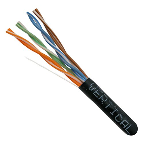 Vertical Cable Cat5e, 350 MHz, UTP, 24AWG, 8C Solid Bare Copper, 1000ft, Black, Bulk Ethernet Cable