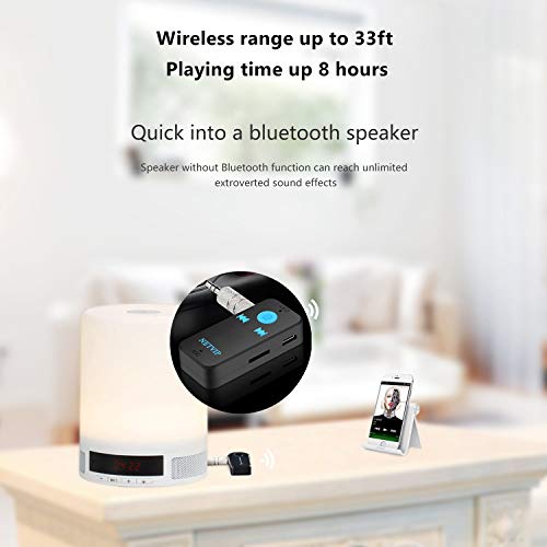 Bluetooth Receiver Wireless Car Audio Adapter, Hands-Free Audio Receiver & Mini 3.5mm Aux Audio Adapter Car Kits for Headphones/Speakers/Home Streaming Music Stereo Sound System TF/SD Card Supported