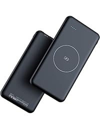 TOVAOON   Cargador portátil inalámbrico de 10000 mAh, batería externa QI para iPhone 8 8 Plus, Samsung S7 S8 S9, Note 7 8, iPhone X (negro)