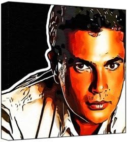 Amr Diab Pop Art Print Multicolour Black Background 30 X 30 X