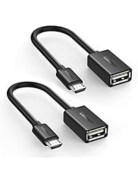 UGREEN Micro USB a USB, Micro USB 2.0 OTG Cable 2 Pack On The Go Adaptador Micro USB Macho a USB Hembra para Samsung S7 S6 Edge S4 S3, LG G4, DJI Spark Mavic Mando a distancia, Tabletas Android