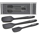 Silicone Spatula Spoon - Spatulas Silicone Heat-resistant - Non-stick Cooking Scrapers-safe Flexible Rubber Small Large Spatula - Baking Spoon Stainless Steel Insert - 3-Piece Set - Gray Black