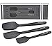 Silicone Spatula Spoon - Spatulas Silicone Heat-resistant - Non-stick Cooking Scrapers-safe Flexible Rubber Small Large Spatula - Baking Spoon Stainless Steel Insert - 3-Piece Set - Gray Black