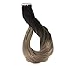 Full Shine 18 Inch Tape in Human Hair Extensions Balayage Hair Extensions Black Roots Color 1B Fading to 8 and 22 Light Blonde Tape in Hair Extensions 20 Pcs Adhesive Tape in Hair Extensions 50 Grams