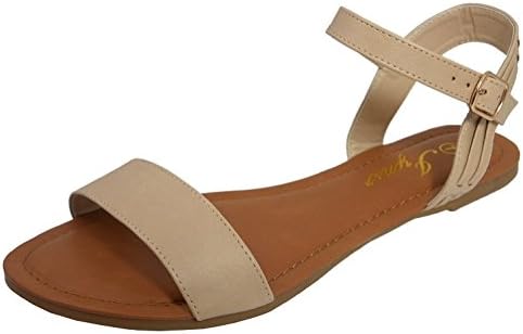 IYNX Womens Elm-3 Beige Classic Ankle Strap Sandal 10