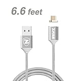 ZRSE 4th Generation 6.6 Feet Magnetic Braided USB Charging Cable for Samsung Galaxy S2 S3 S4 S6, Note 2/3/4/5,LG G4 G3, Sony Xperia Z5 Premium/Compact etc(Silver)