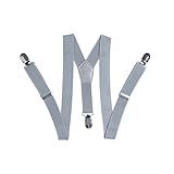Kids Baby Elastic Adjustable Suspenders - Solid or Stripe Color Available in 3 sizes AWAYTR logo Light gray 22 inches