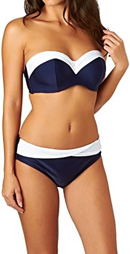 Women's Portofino Molded Underwire Bandeau Bikini Top Navy/White32FF
