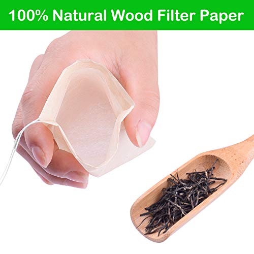Tea Filter Bags, Disposable Tea Infuser with Drawstring for Loose Leaf Tea, 100% Natural Unbleached Paper, 100pcs Large Size By Exptolii