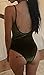 OQC Women's Plunge V Neck Backless Strap Tight Velvet Bodysuit Jumpsuit Leotard, Army Green, Small