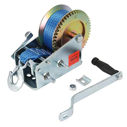 VZCY 3200 LBS Capacity Heavy Duty Hand Winch,Polyester Strap Manual Portable Crank Winch for ATV Boat Trailer Truck Auto, Blue - Image 2