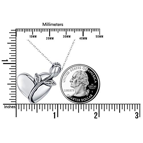 image for PRAYMOS Sterling Silver Urn Necklace for Ashes Rose Heart Cremation Je
