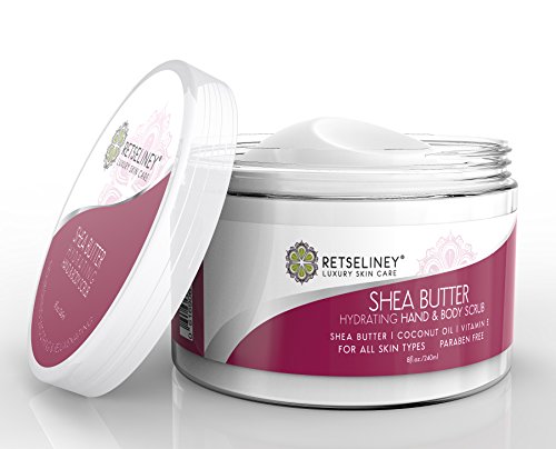 Retseliney  Shea Sugar Scrub for Hand & Body, Anti Aging Moisturizer for Skin, Hydration Exfoliant Cream, Natural Exfoliator with  E, Coconut Oil & Shea Butter