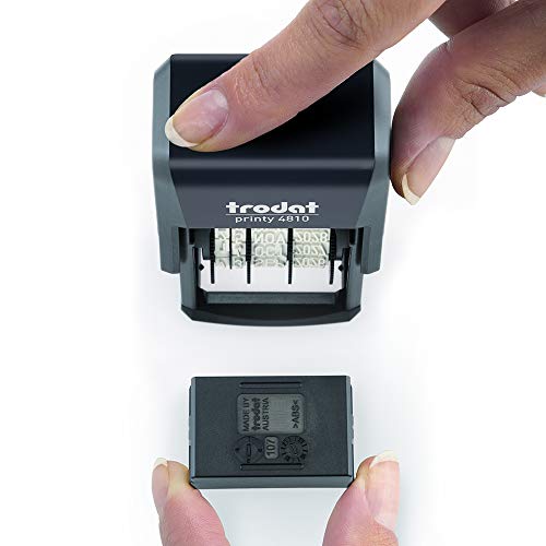 Trodat Printy 4810 Datumstempel für den täglichen Bürobedarf â integriertes trodatkissen, 4 Bänder (TT.MMM.JJJJ), Deutsch, Bänderlaufzeit 12 Jahre, Schrifthöhe 3,8 mm, Abdruck schwarz, CO2 kompensiert – Bild 4