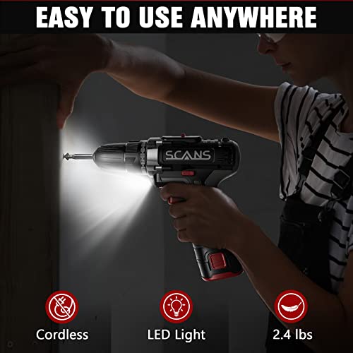 Cordless Drill Driver, 16V Power Drill Driver Kit w/2.0Ah Battery and Charger, 50 PCS Accessories, 2 Variable Speeds, 3/8