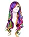 Colorful House Women's Long Wavy Rainbow Cosplay Costume Party Wig (28