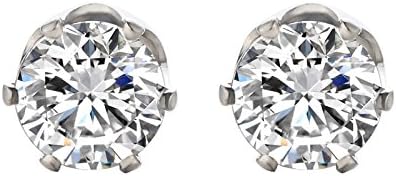 6mm S925 Sterling Silver Round-Cut 0.9 CT Cubic Zirconia Stud Earrings White
