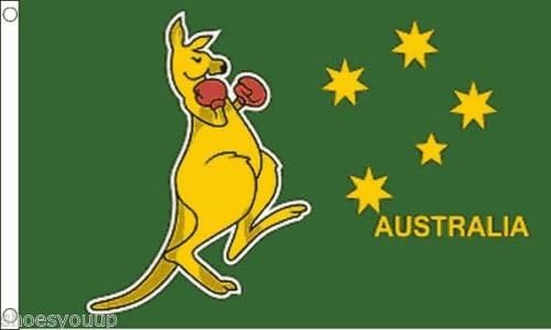 Flagmania® Boxing Kangaroo Australia 5ft x 3ft Flag Banner 59mm Button Badge