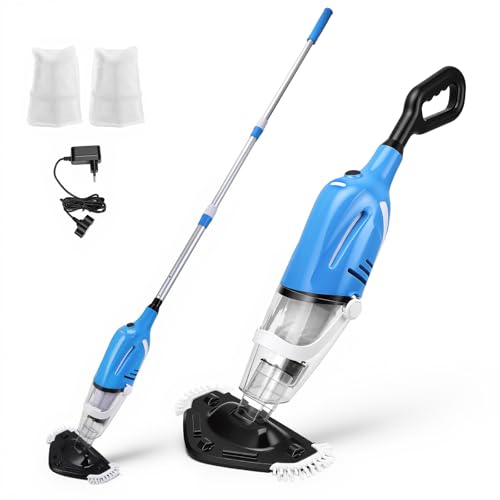 Wireless Pool Vacuum Cleaner, Dual Mode with 31 cm Triangle Brush & Crevice Nozzle, Automatic Immersion Start, 80 min Autonomy, Telescopic Rod 139-199 cm