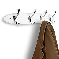Hookiom Wall Mounted Rack and Coat Hanger Ideal for Office Closet or Hanging The Bathroom Towels. Comes in Satin Nickel on a White Board