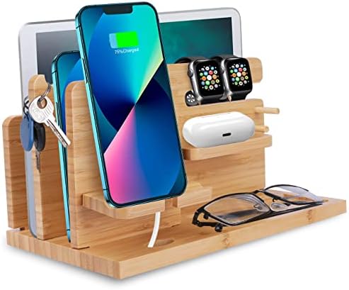 iCozzier Bamboo Multiple Device Docking Station Phone Key Holder