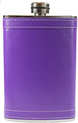 Primo Liquor Flasks Women's Stainless Steel Hip Flasks For Liquor, PU Purple Wrap, 8oz