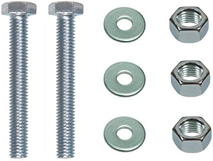1/4-20 x 5" Hex Bolt Kit, Zinc Plated, Steel, Includes Compatible Hex Nut and Flat Washer, by Fastener Pro (10-Pack Set)