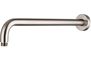 Lordear Shower Arm Extension 16 Inch Brushed Nickel Stainless Steel Wall Mounted Extended Arm for Shower Head, Flange Cover Included