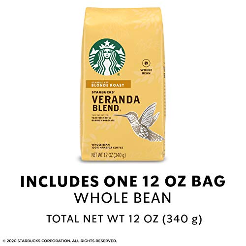 STARBUCKS BLONDE ROAST WHOLE BEAN COFFEE — VERANDA BLEND — 100% ARABICA — 1 BAG (12 OZ.)